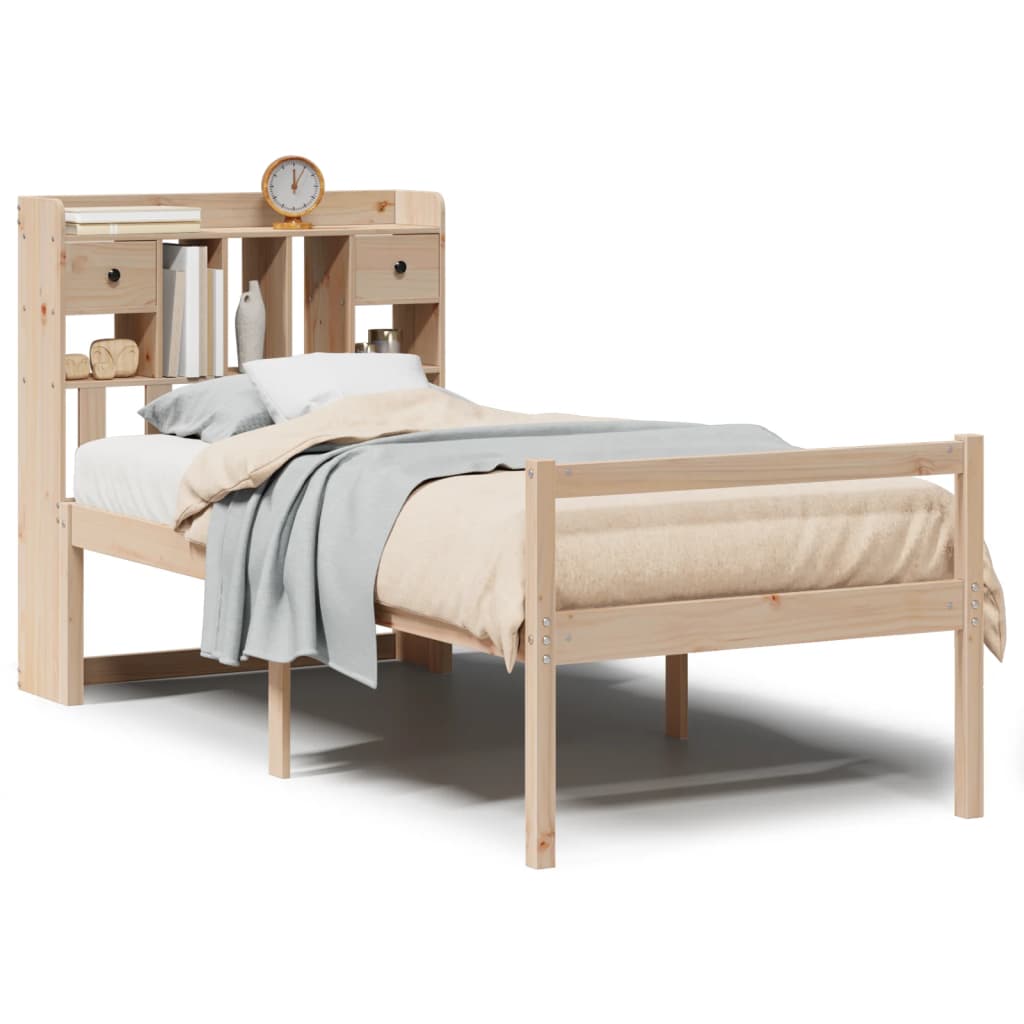 Lit bibliothèque sans matelas 75x190 cm bois de pin massif - XIOS