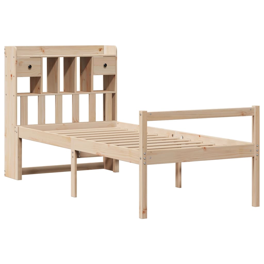 Lit bibliothèque sans matelas 75x190 cm bois de pin massif - XIOS