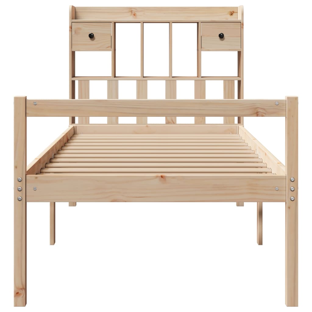 Lit bibliothèque sans matelas 90x190 cm bois de pin massif - XIOS