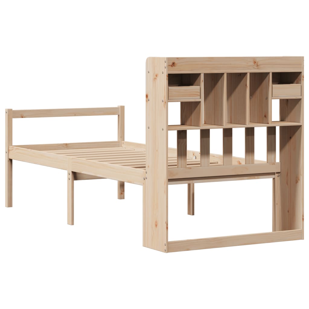 Lit bibliothèque sans matelas 90x190 cm bois de pin massif - XIOS