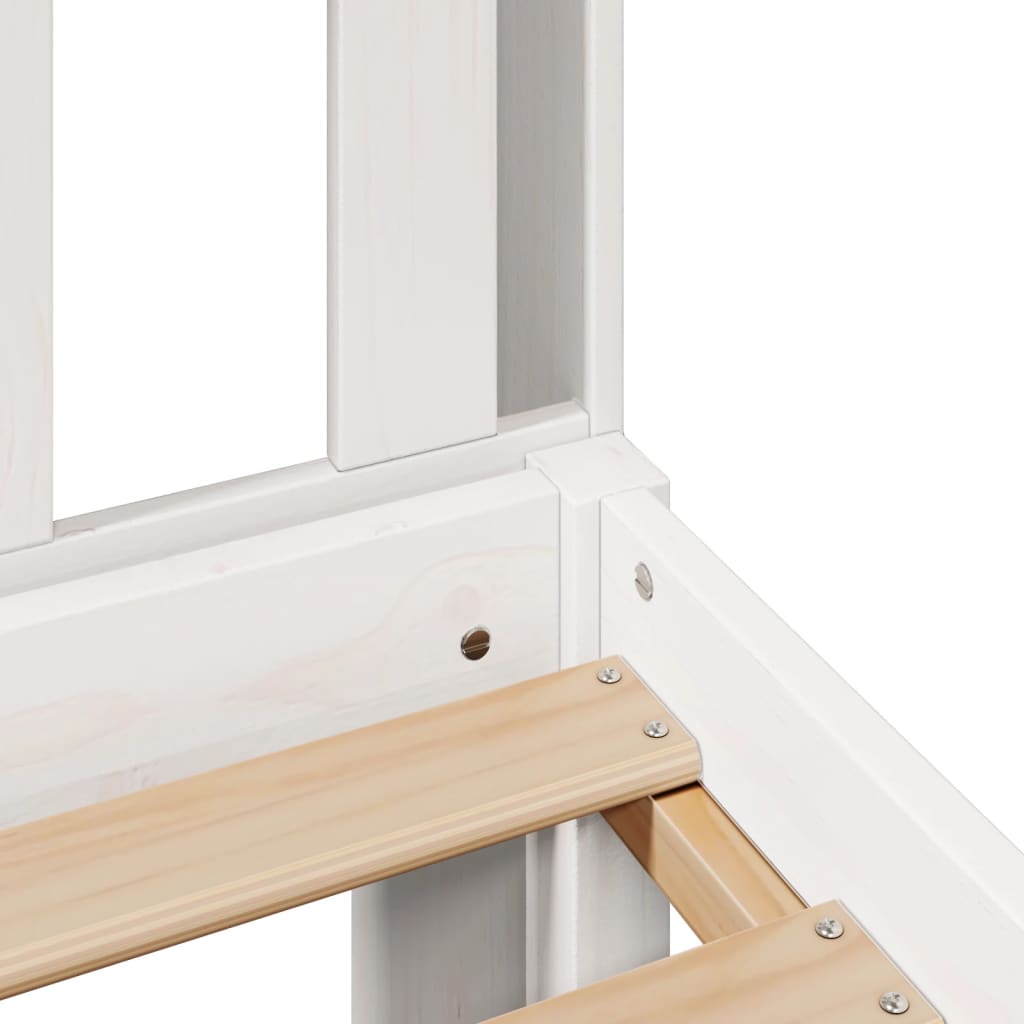 Lit bibliothèque sans matelas blanc 90x190cm bois de pin massif - XIOS
