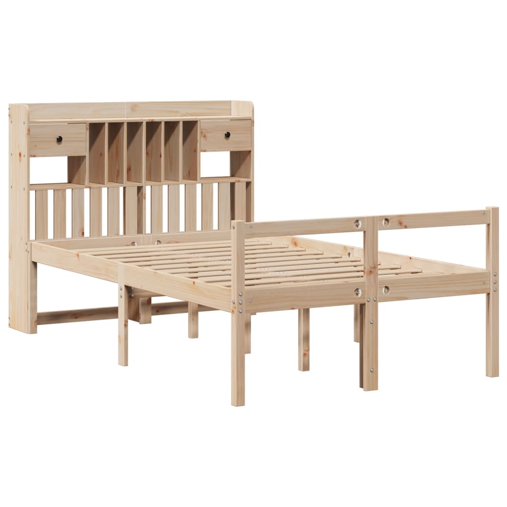 Lit bibliothèque sans matelas 135x190 cm bois de pin massif - XIOS
