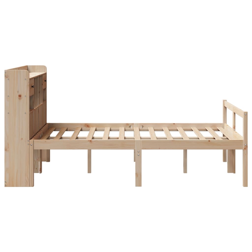 Lit bibliothèque sans matelas 135x190 cm bois de pin massif - XIOS