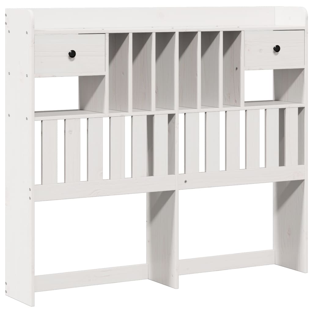 Lit bibliothèque sans matelas blanc 135x190 cm bois pin massif - XIOS