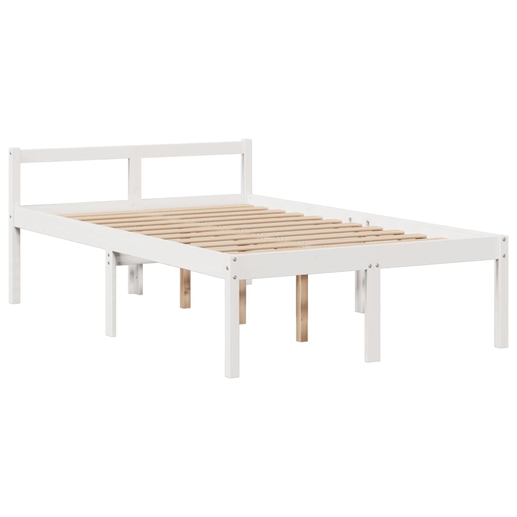 Lit bibliothèque sans matelas blanc 135x190 cm bois pin massif - XIOS