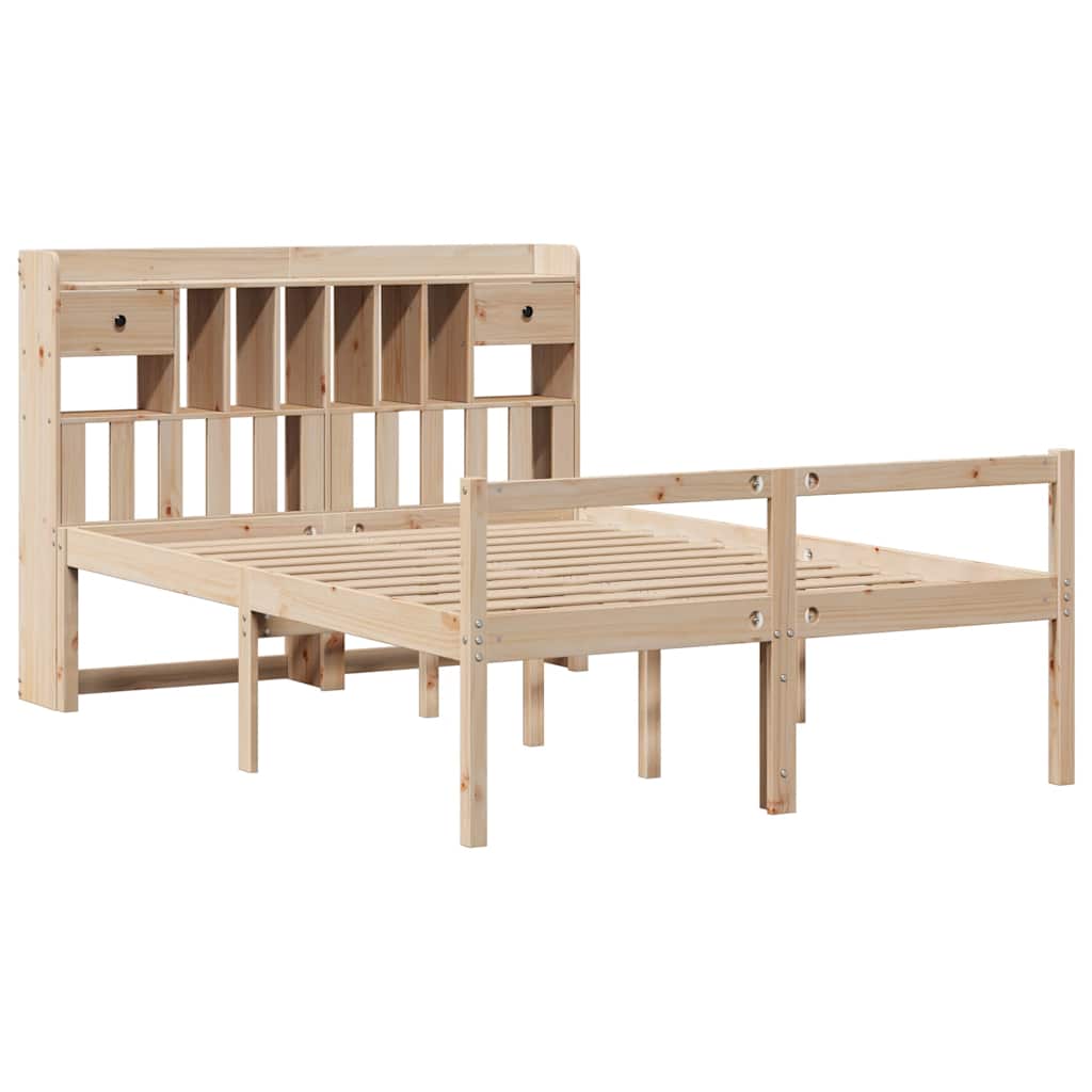 Lit bibliothèque sans matelas 140x190 cm bois de pin massif - XIOS