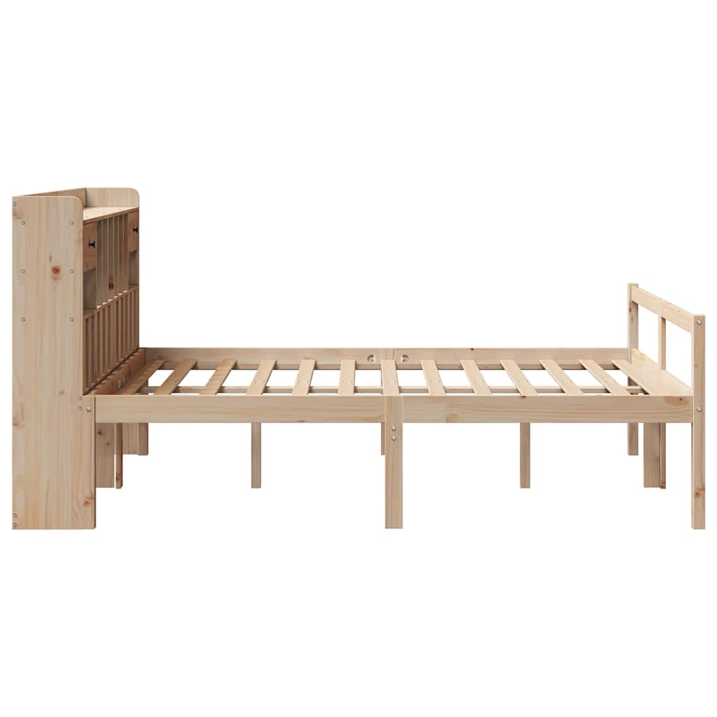Lit bibliothèque sans matelas 140x190 cm bois de pin massif - XIOS