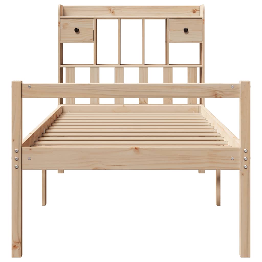 Lit bibliothèque sans matelas 90x200 cm bois de pin massif - XIOS