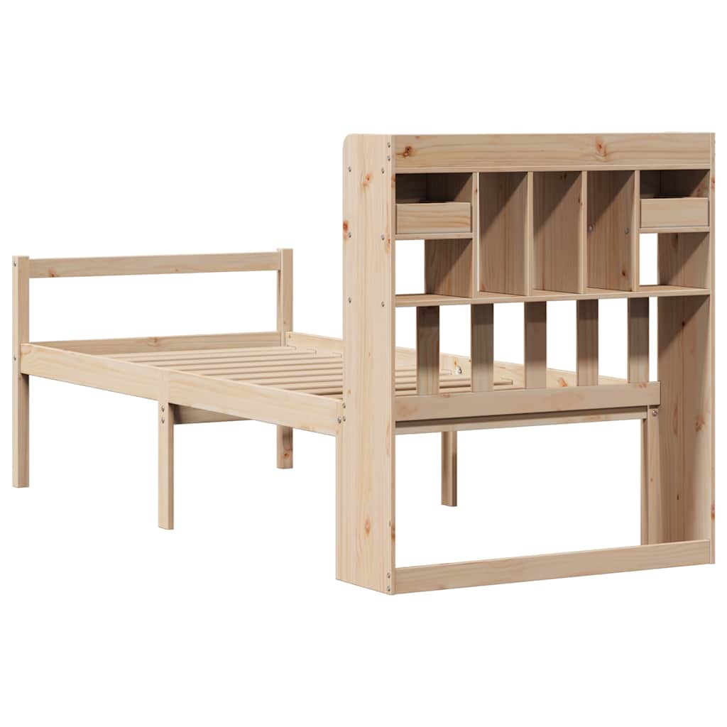 Lit bibliothèque sans matelas 90x200 cm bois de pin massif - XIOS