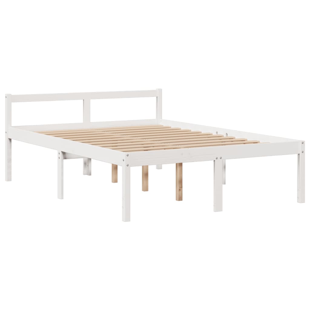 Lit bibliothèque sans matelas blanc 150x200 cm bois pin massif - XIOS