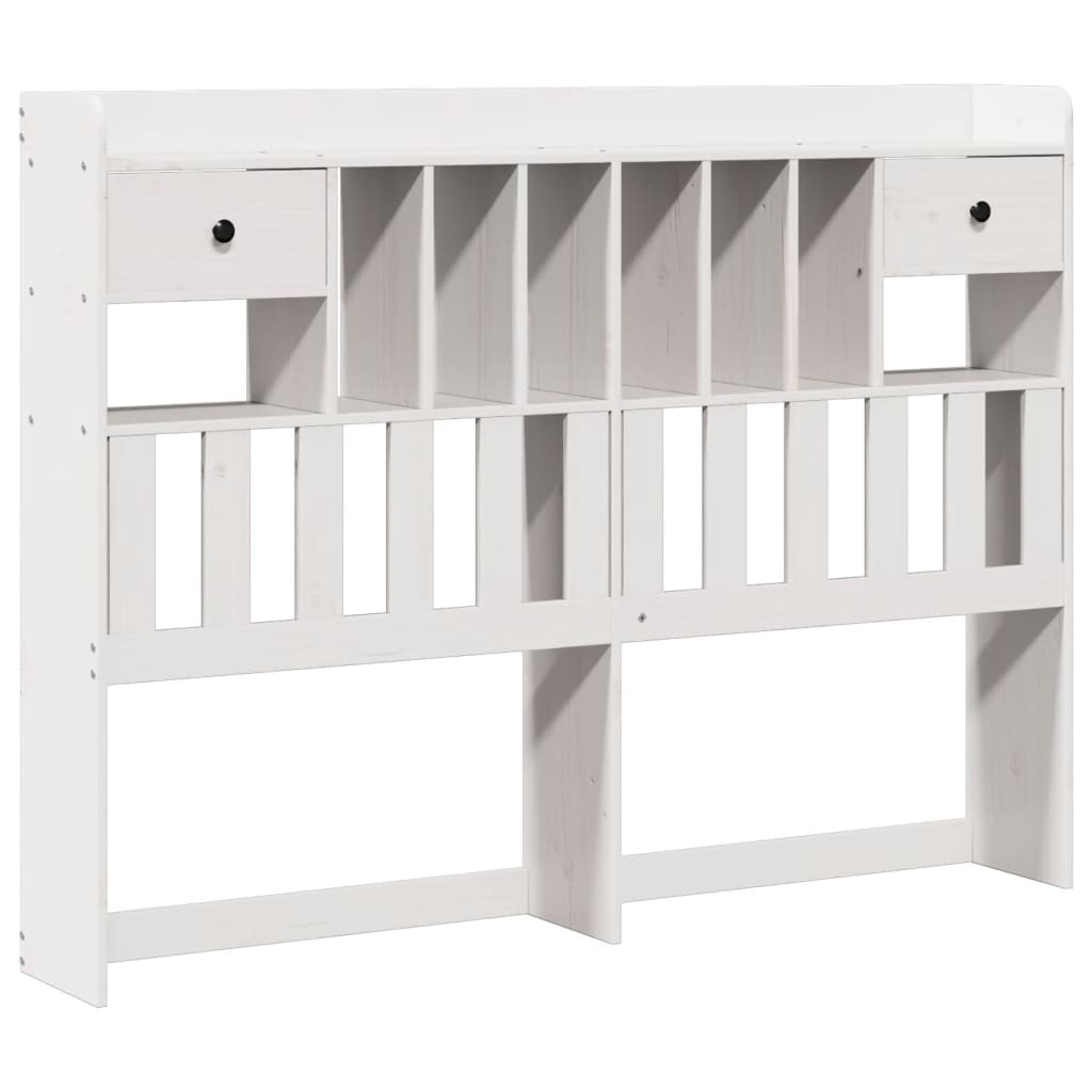 Lit bibliothèque sans matelas blanc 160x200 cm bois pin massif - XIOS