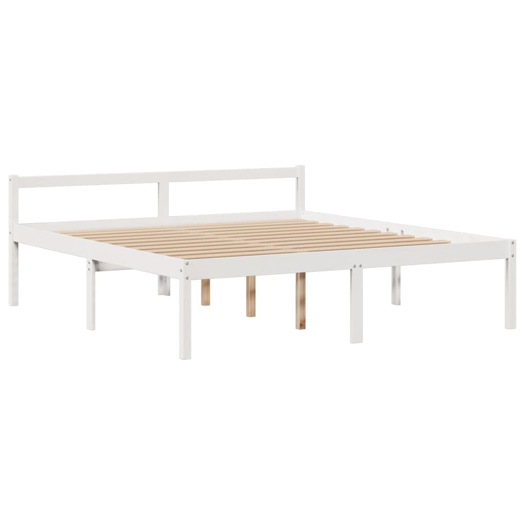 Lit bibliothèque sans matelas blanc 180x200 cm bois pin massif - XIOS