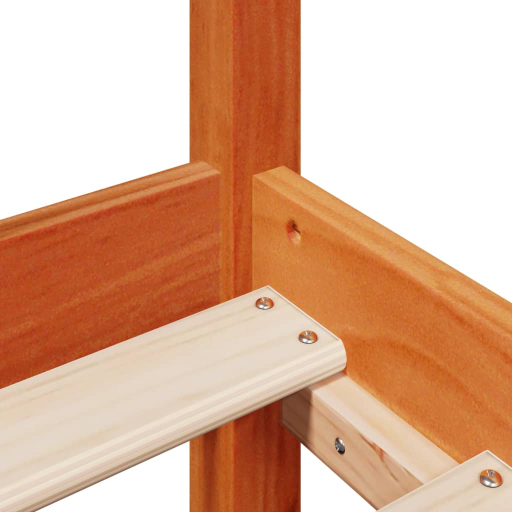Lit bibliothèque sans matelas cire marron 150x200cm bois massif - XIOS