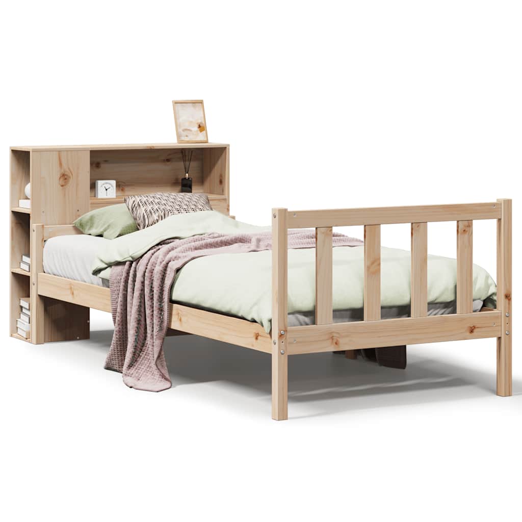 Lit bibliothèque sans matelas 90x190 cm bois de pin massif - XIOS