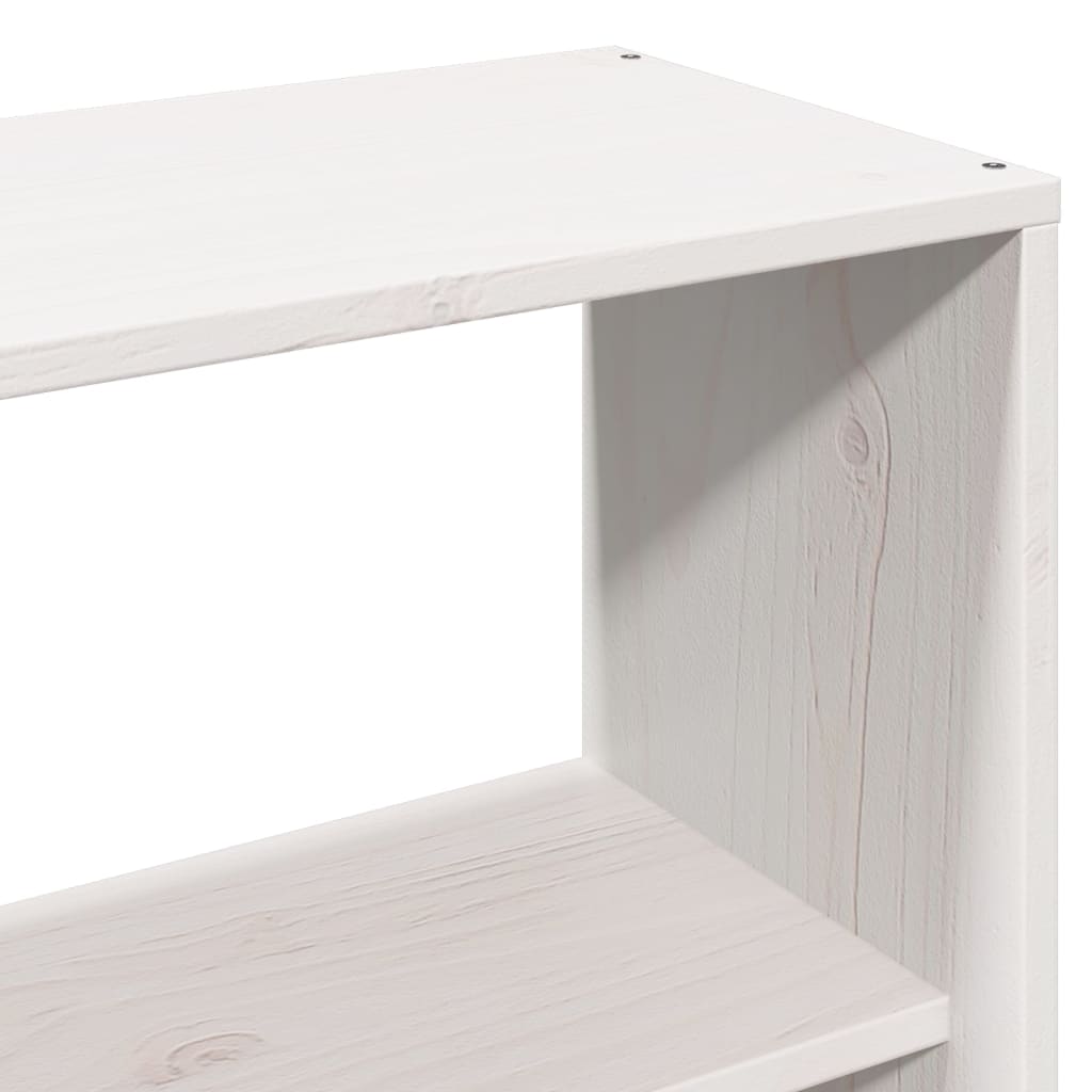 Lit bibliothèque sans matelas blanc 160x200 cm bois pin massif - XIOS