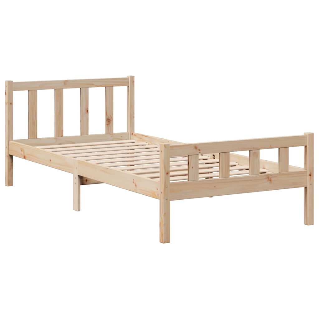 Lit bibliothèque sans matelas 90x190 cm bois de pin massif - XIOS