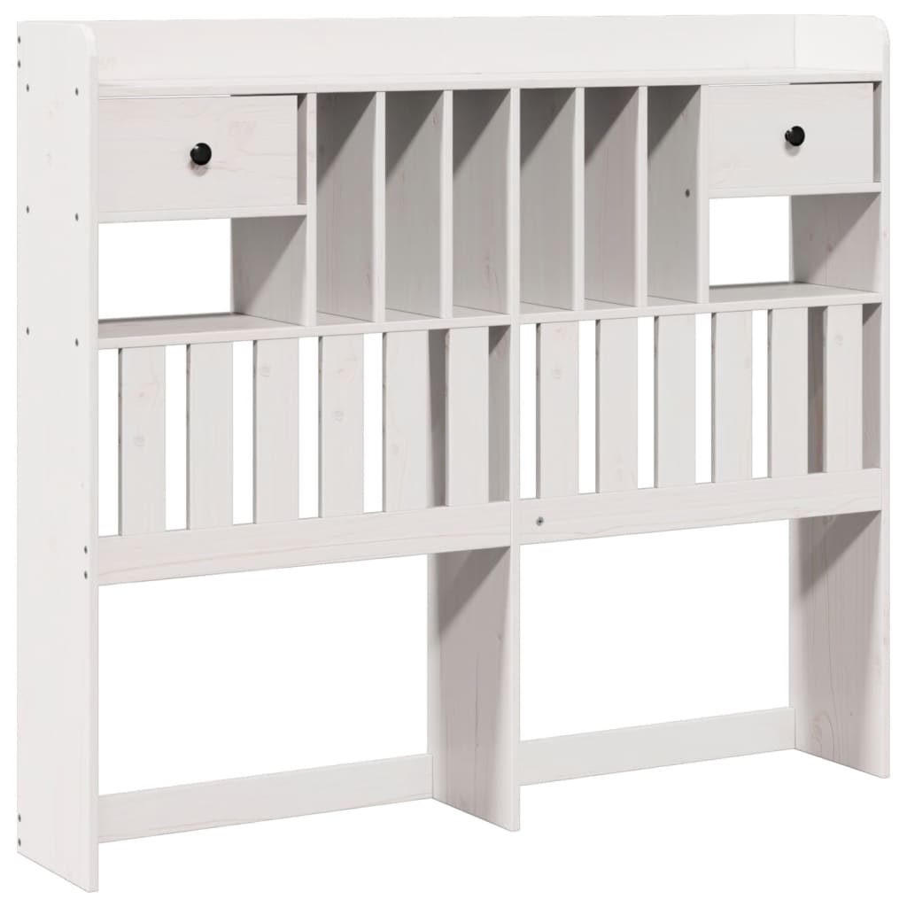 Lit bibliothèque sans matelas blanc 150x200 cm bois pin massif - XIOS