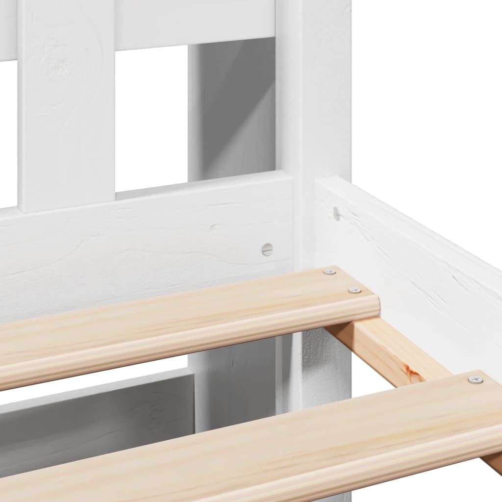 Lit bibliothèque sans matelas blanc 150x200 cm bois pin massif - XIOS