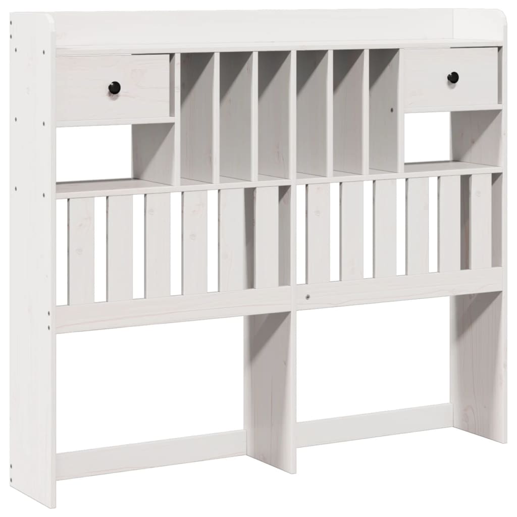 Lit bibliothèque sans matelas blanc 160x200 cm bois pin massif - XIOS