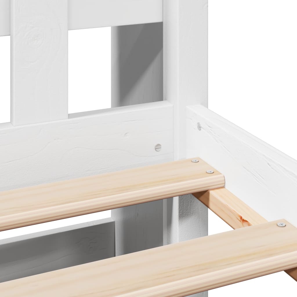 Lit bibliothèque sans matelas blanc 160x200 cm bois pin massif - XIOS