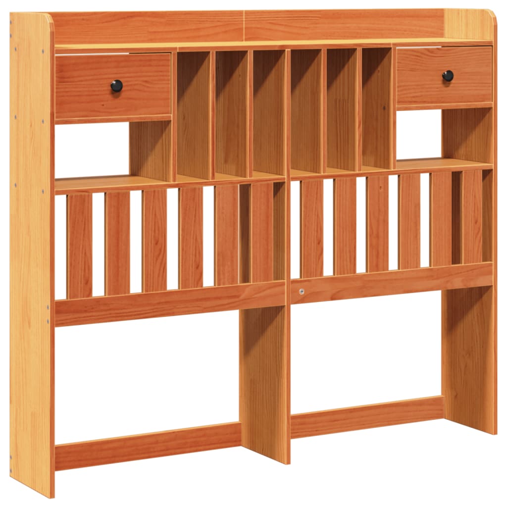 Lit bibliothèque sans matelas cire marron 160x200 cm pin massif - XIOS
