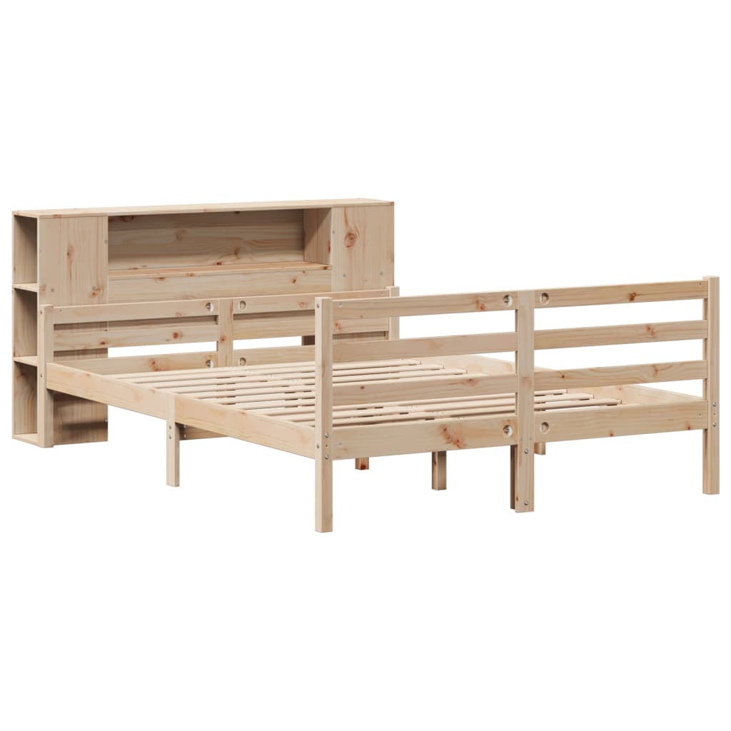 Lit bibliothèque sans matelas 135x190 cm bois de pin massif - XIOS