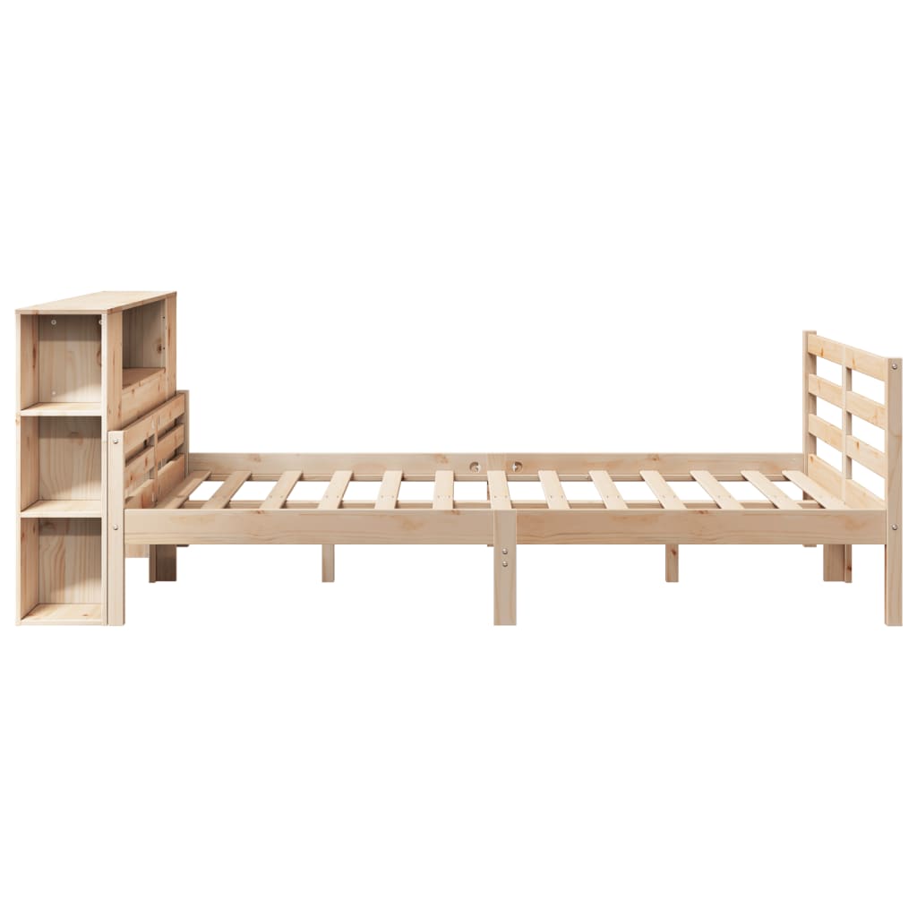 Lit bibliothèque sans matelas 135x190 cm bois de pin massif - XIOS