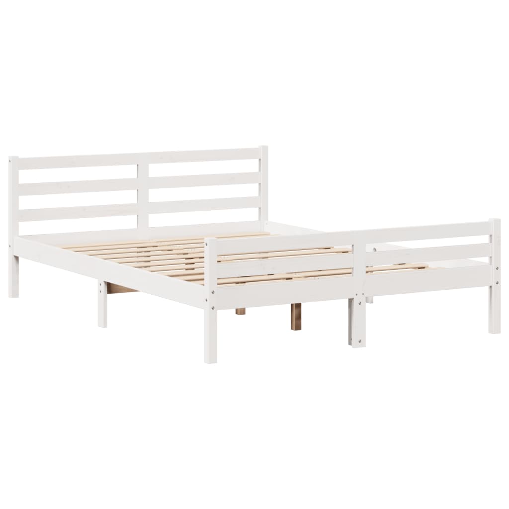 Lit bibliothèque sans matelas blanc 135x190 cm bois pin massif - XIOS