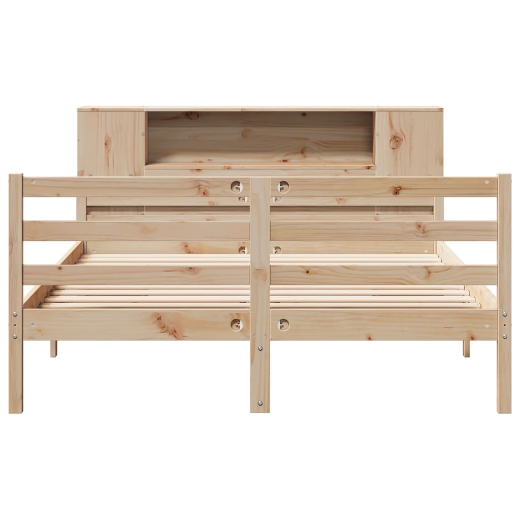 Lit bibliothèque sans matelas 140x190 cm bois de pin massif - XIOS