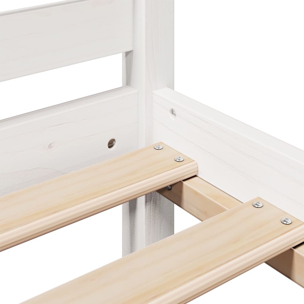 Lit bibliothèque sans matelas blanc 140x200 cm bois pin massif - XIOS