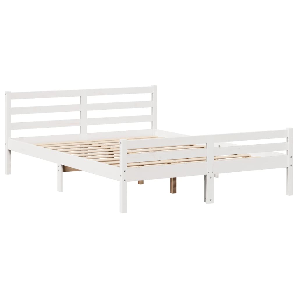 Lit bibliothèque sans matelas blanc 150x200 cm bois pin massif - XIOS