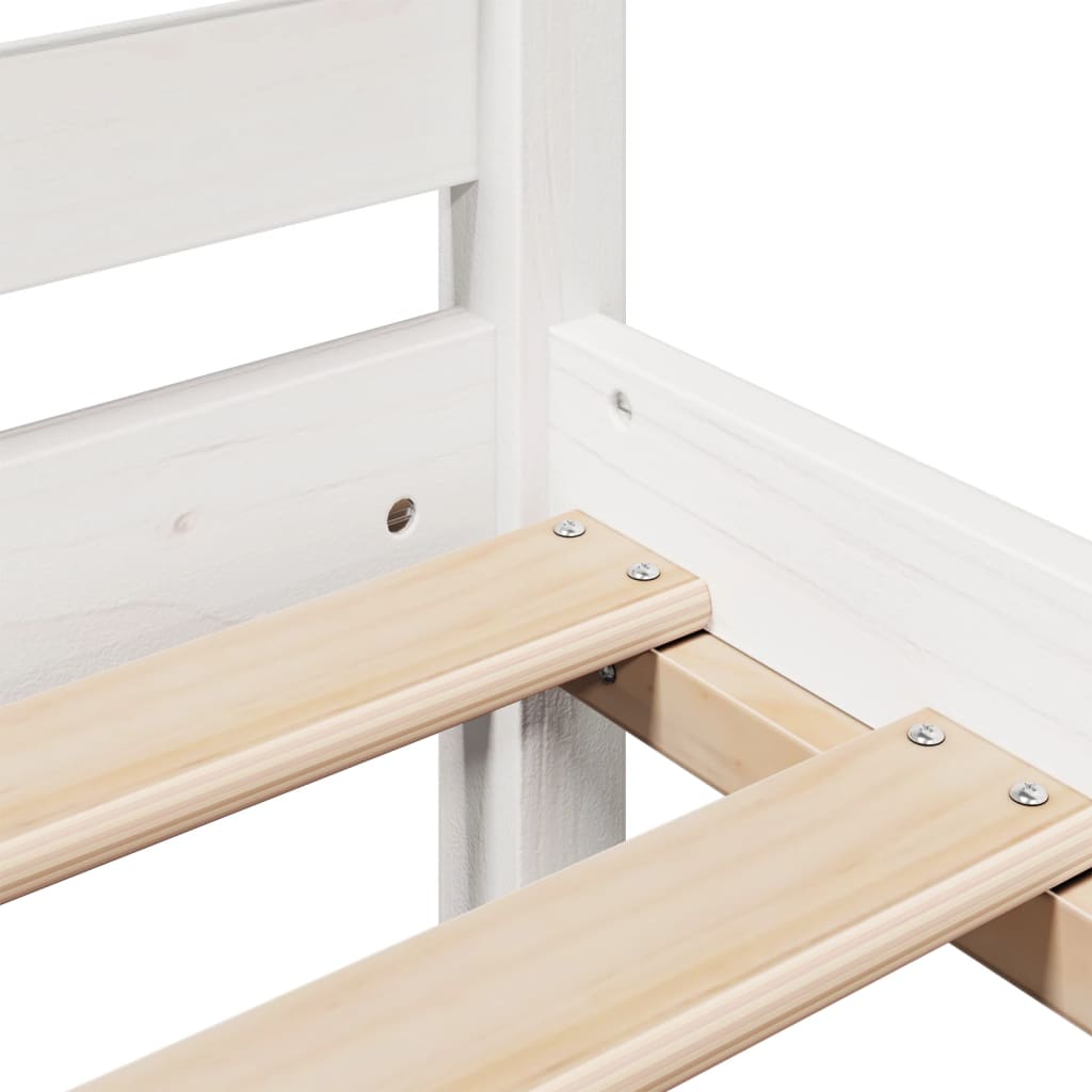 Lit bibliothèque sans matelas blanc 150x200 cm bois pin massif - XIOS