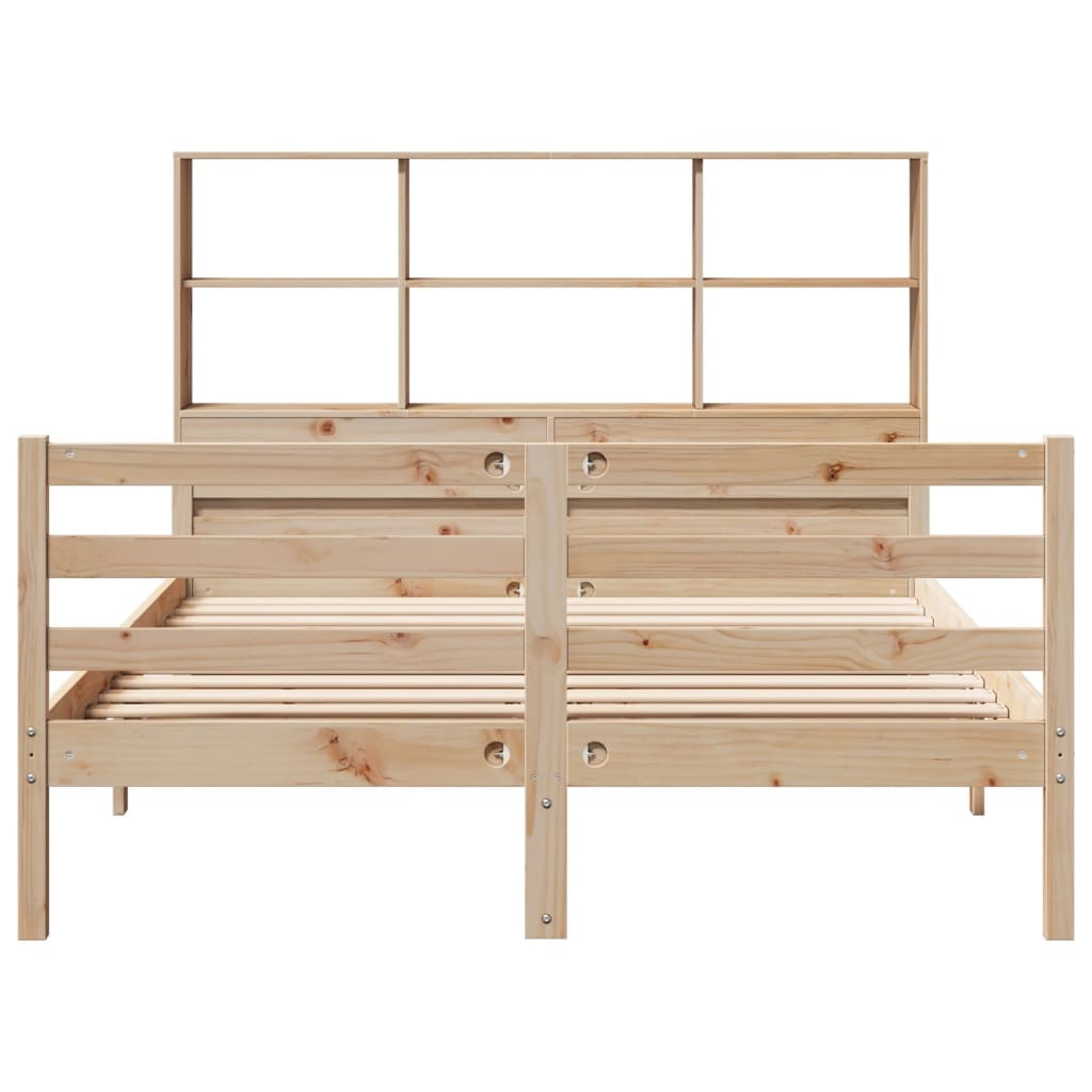 Lit bibliothèque sans matelas 140x190 cm bois de pin massif - XIOS
