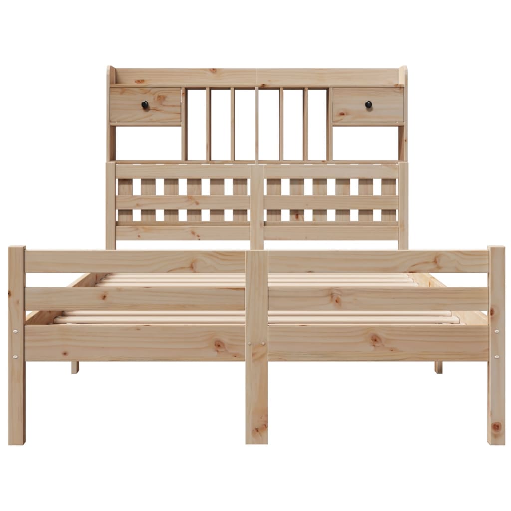 Lit bibliothèque sans matelas 135x190 cm bois de pin massif - XIOS