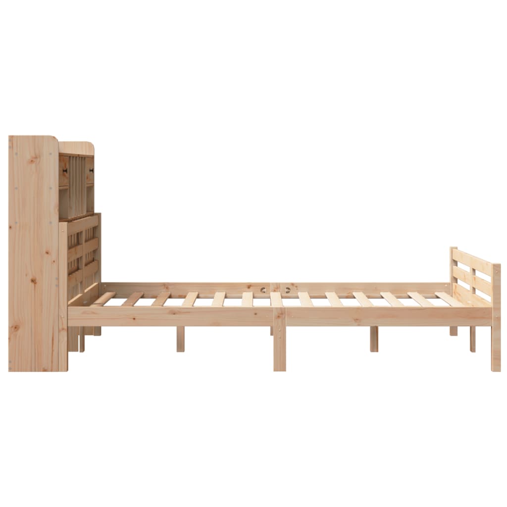 Lit bibliothèque sans matelas 135x190 cm bois de pin massif - XIOS