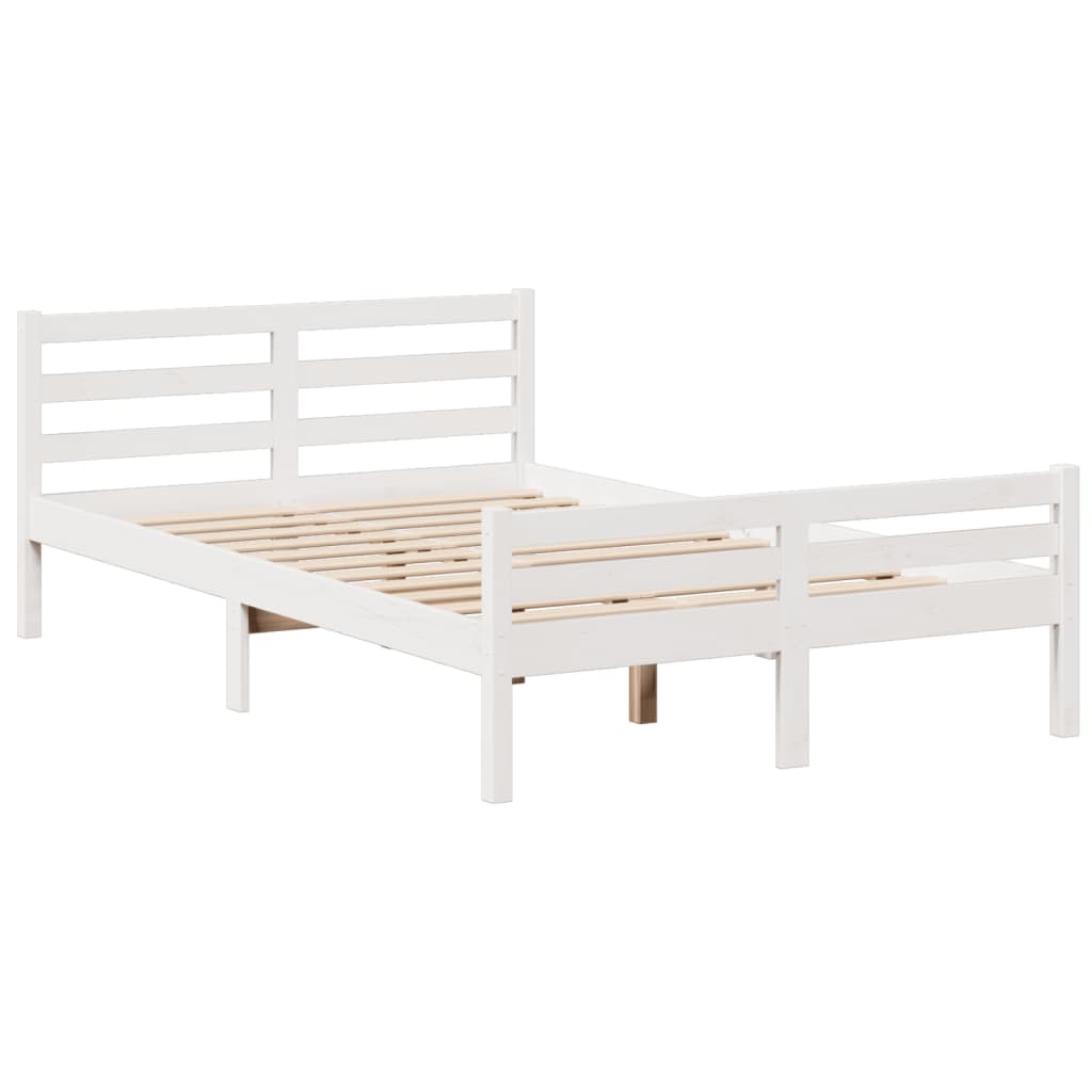 Lit bibliothèque sans matelas blanc 135x190 cm bois pin massif - XIOS