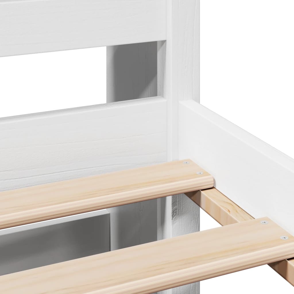 Lit bibliothèque sans matelas blanc 135x190 cm bois pin massif - XIOS