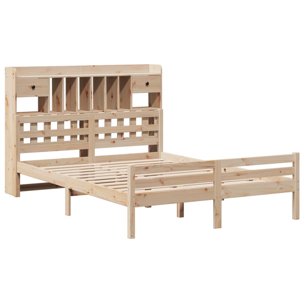 Lit bibliothèque sans matelas 140x190 cm bois de pin massif - XIOS