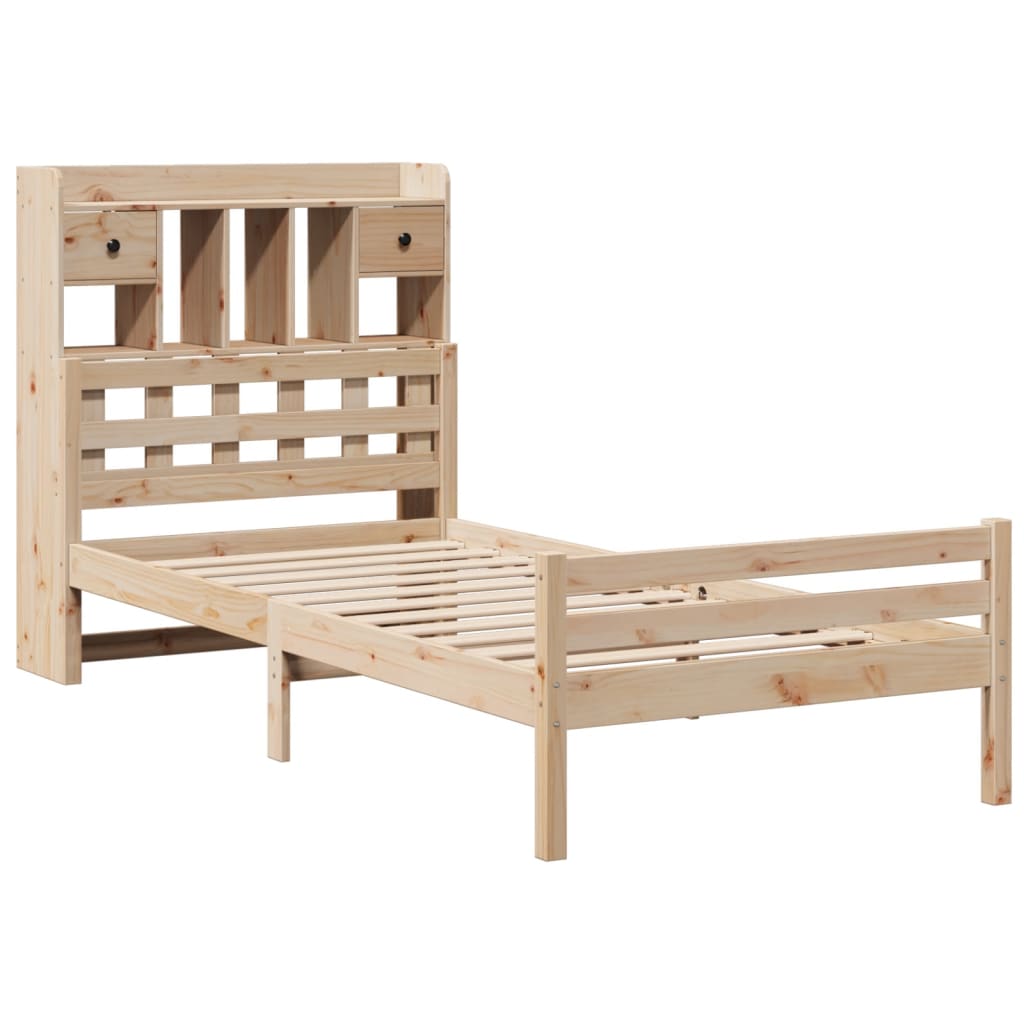 Lit bibliothèque sans matelas 100x200 cm bois massif de pin - XIOS