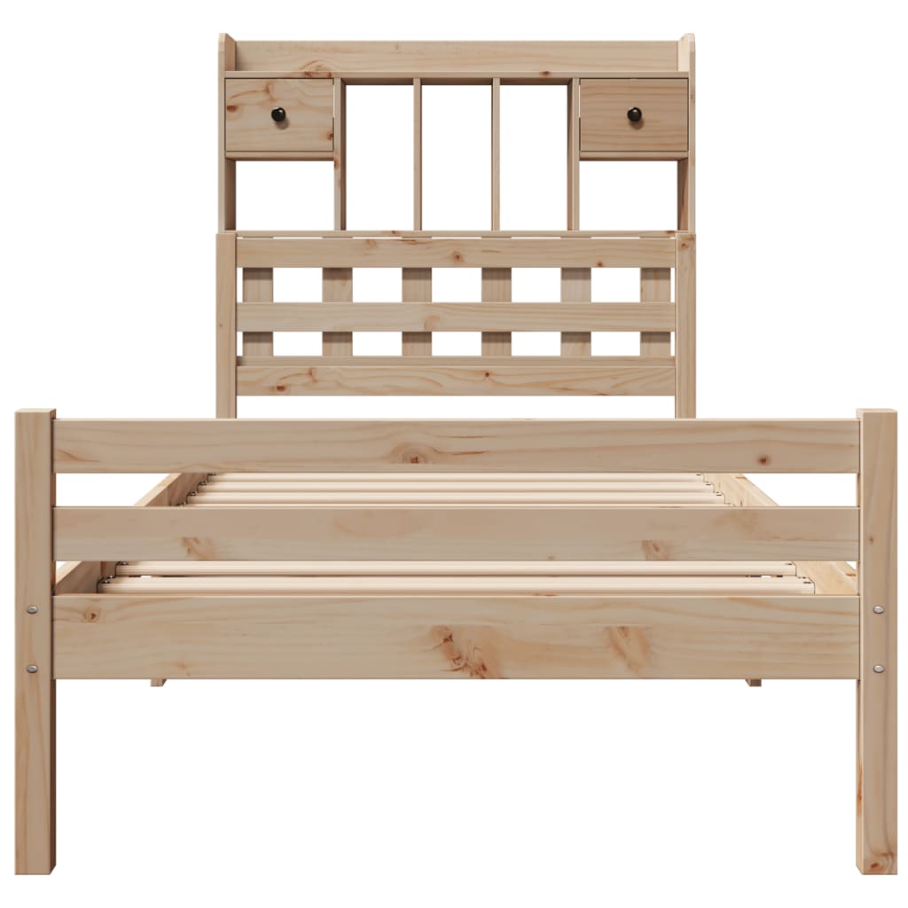 Lit bibliothèque sans matelas 100x200 cm bois massif de pin - XIOS