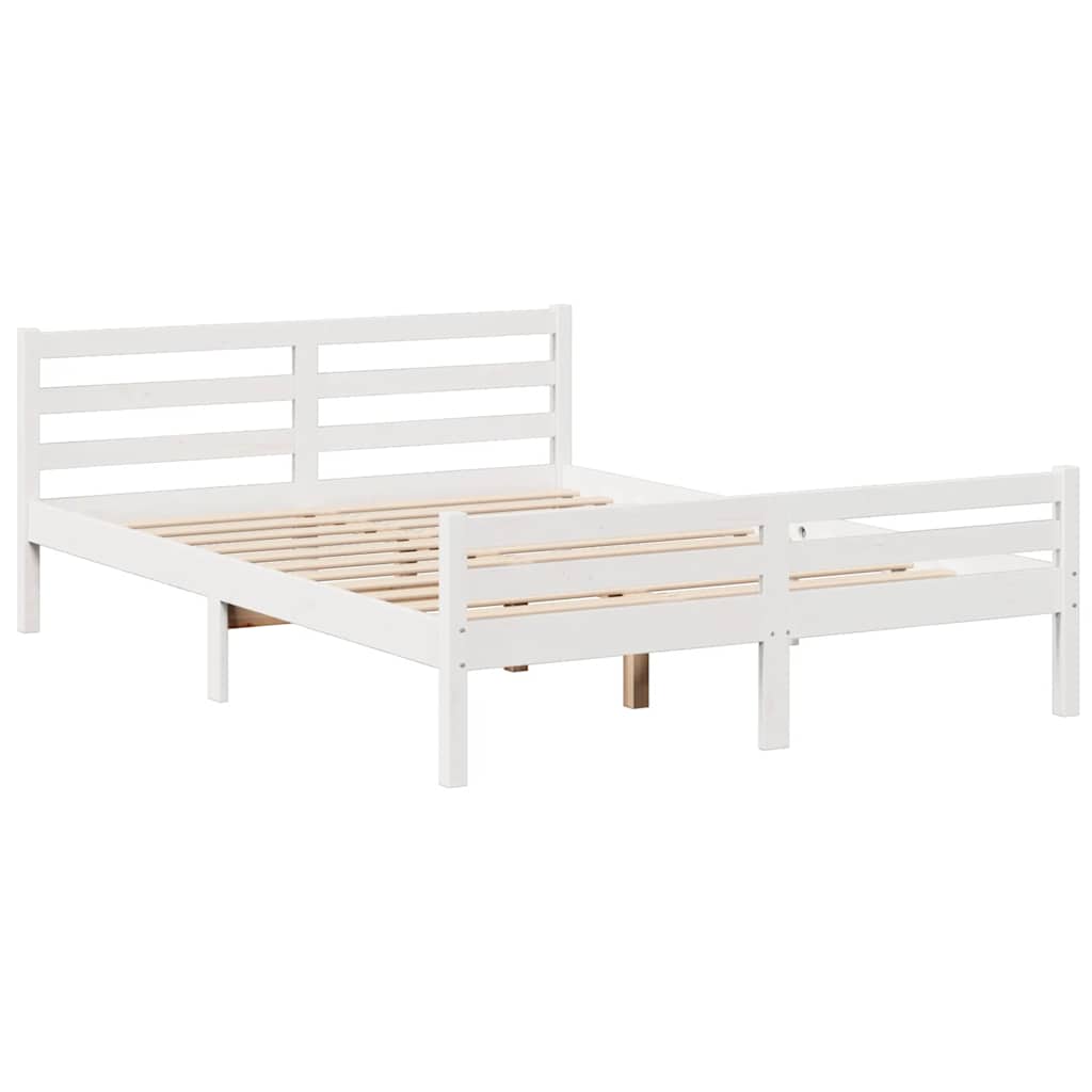 Lit bibliothèque sans matelas blanc 140x200 cm bois pin massif - XIOS