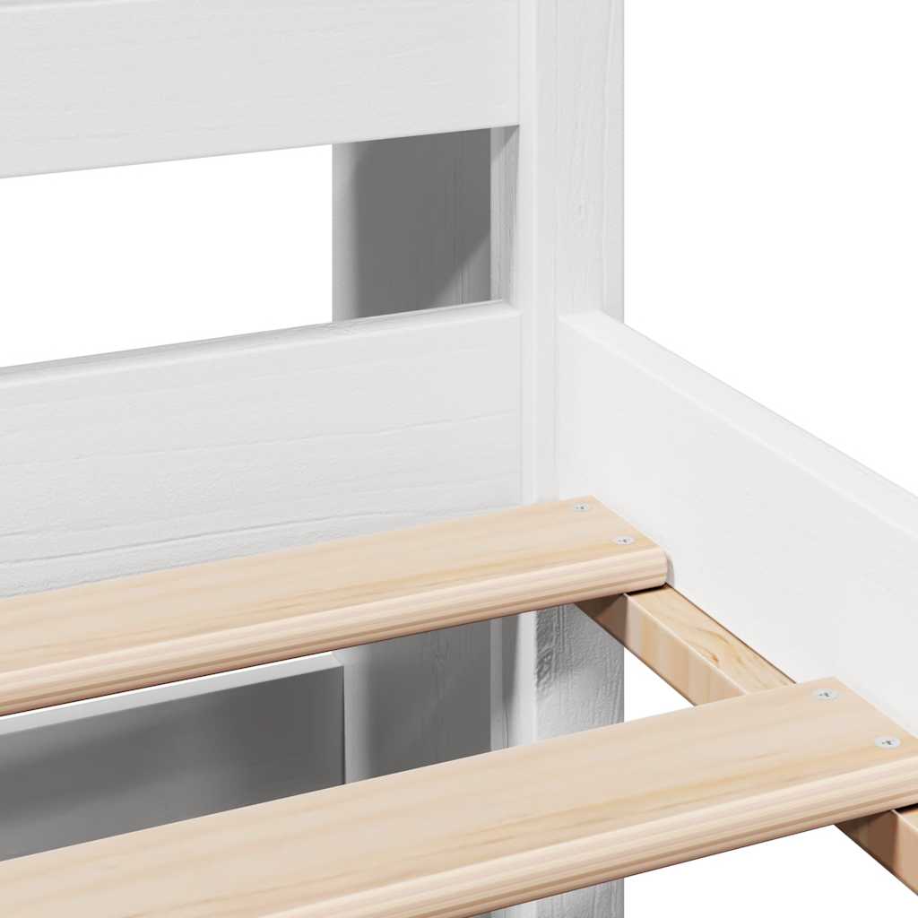 Lit bibliothèque sans matelas blanc 150x200 cm bois pin massif - XIOS