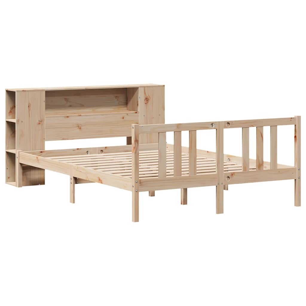Lit bibliothèque sans matelas 135x190 cm bois de pin massif - XIOS