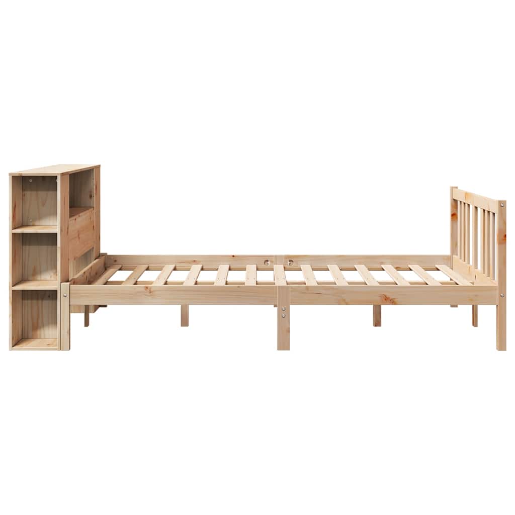 Lit bibliothèque sans matelas 135x190 cm bois de pin massif - XIOS