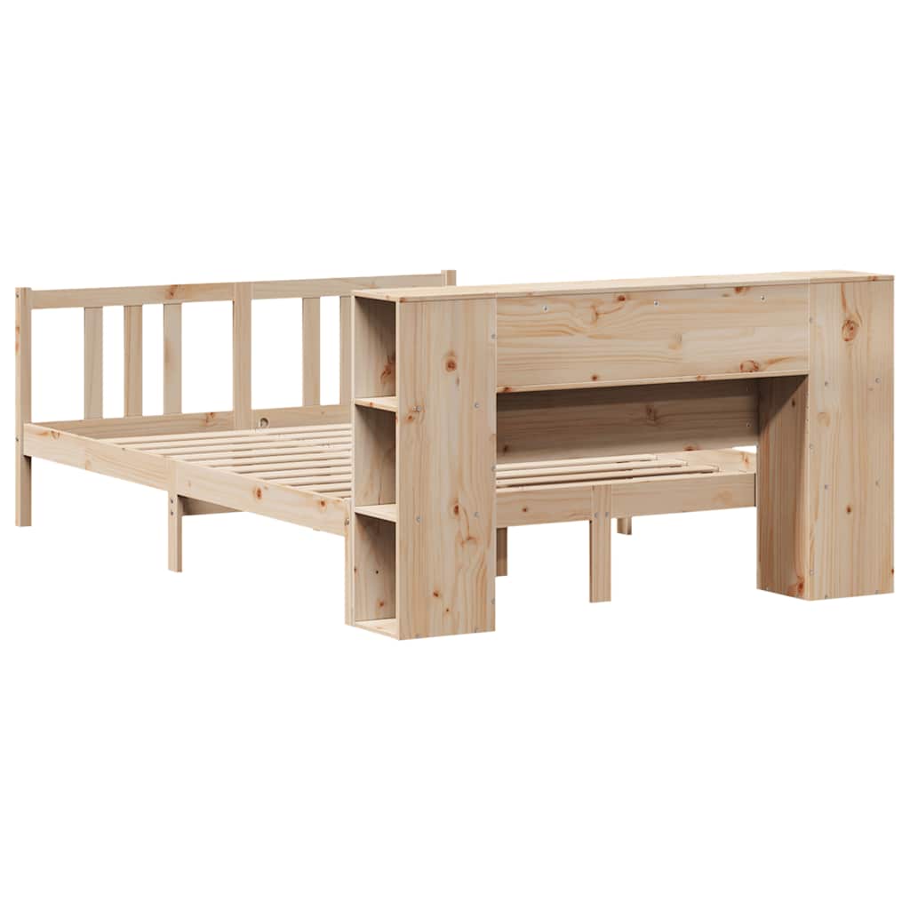 Lit bibliothèque sans matelas 135x190 cm bois de pin massif - XIOS