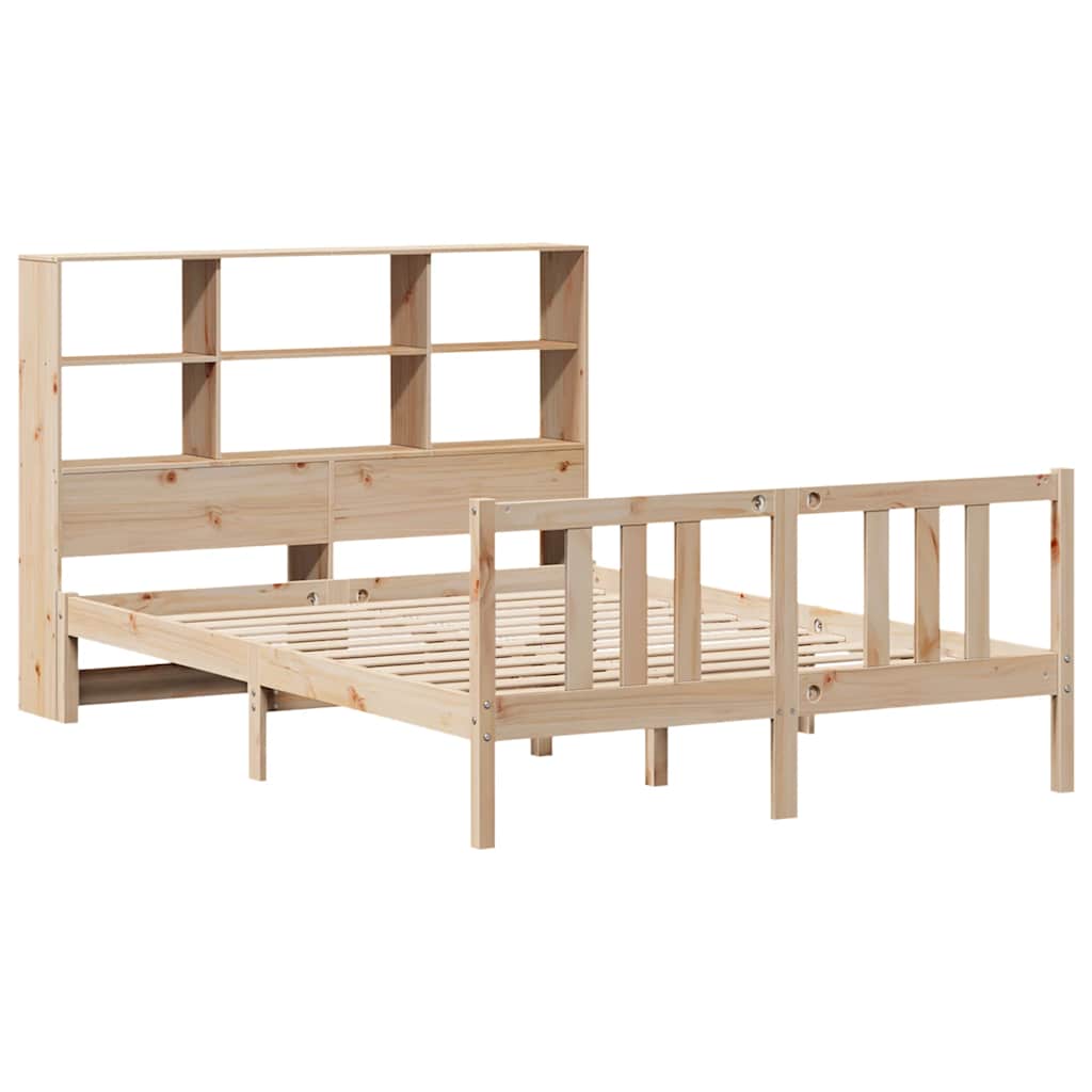 Lit bibliothèque sans matelas 120x200 cm bois de pin massif - XIOS