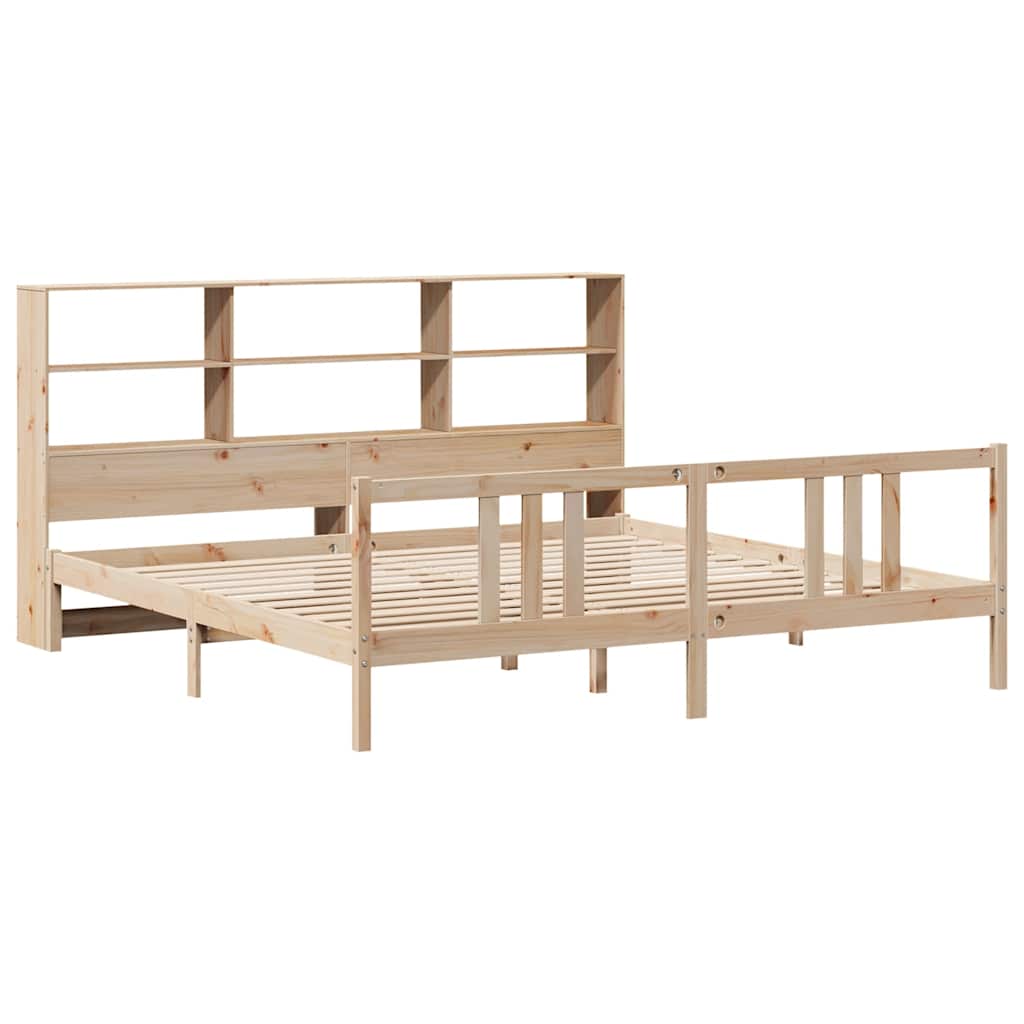 Lit bibliothèque sans matelas 180x200 cm bois massif de pin - XIOS
