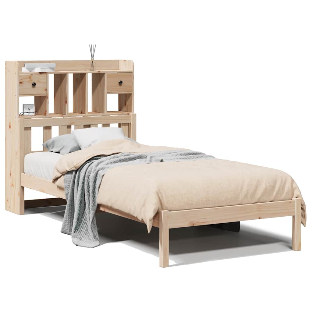 Lit bibliothèque sans matelas 75x190 cm bois de pin massif - XIOS
