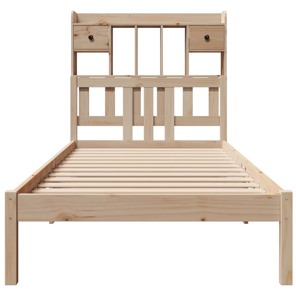 Lit bibliothèque sans matelas 75x190 cm bois de pin massif - XIOS