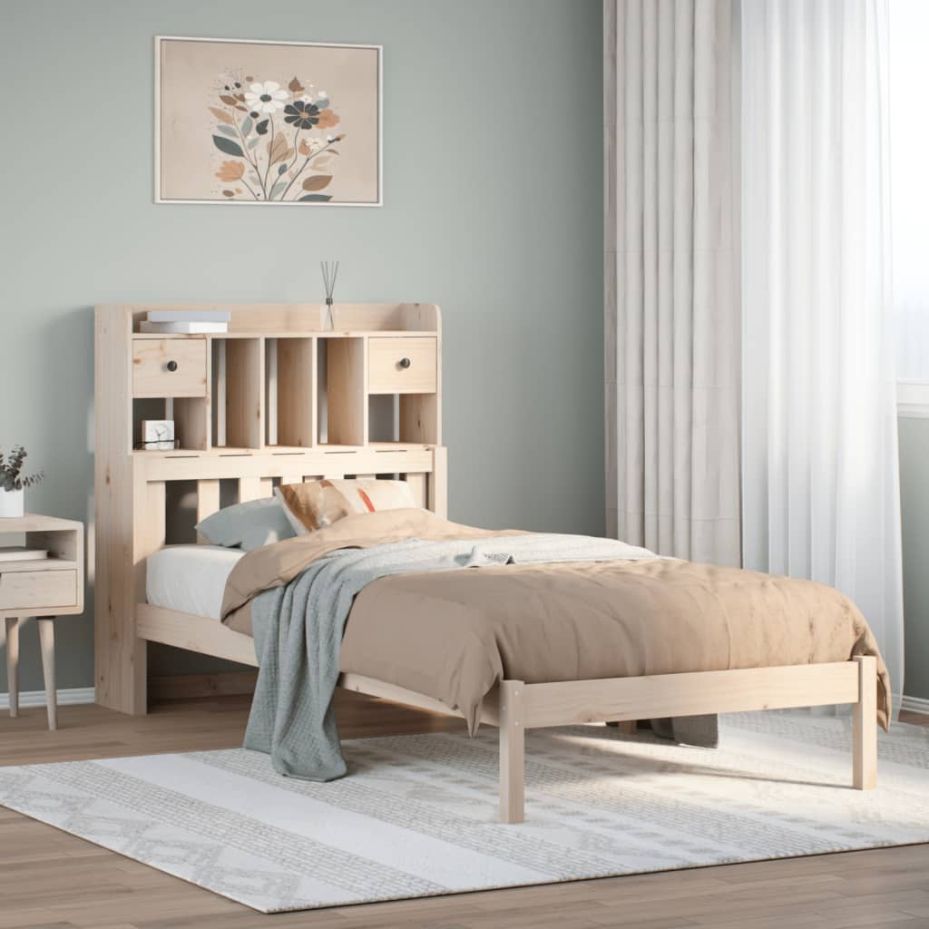 Lit bibliothèque sans matelas 75x190 cm bois de pin massif - XIOS